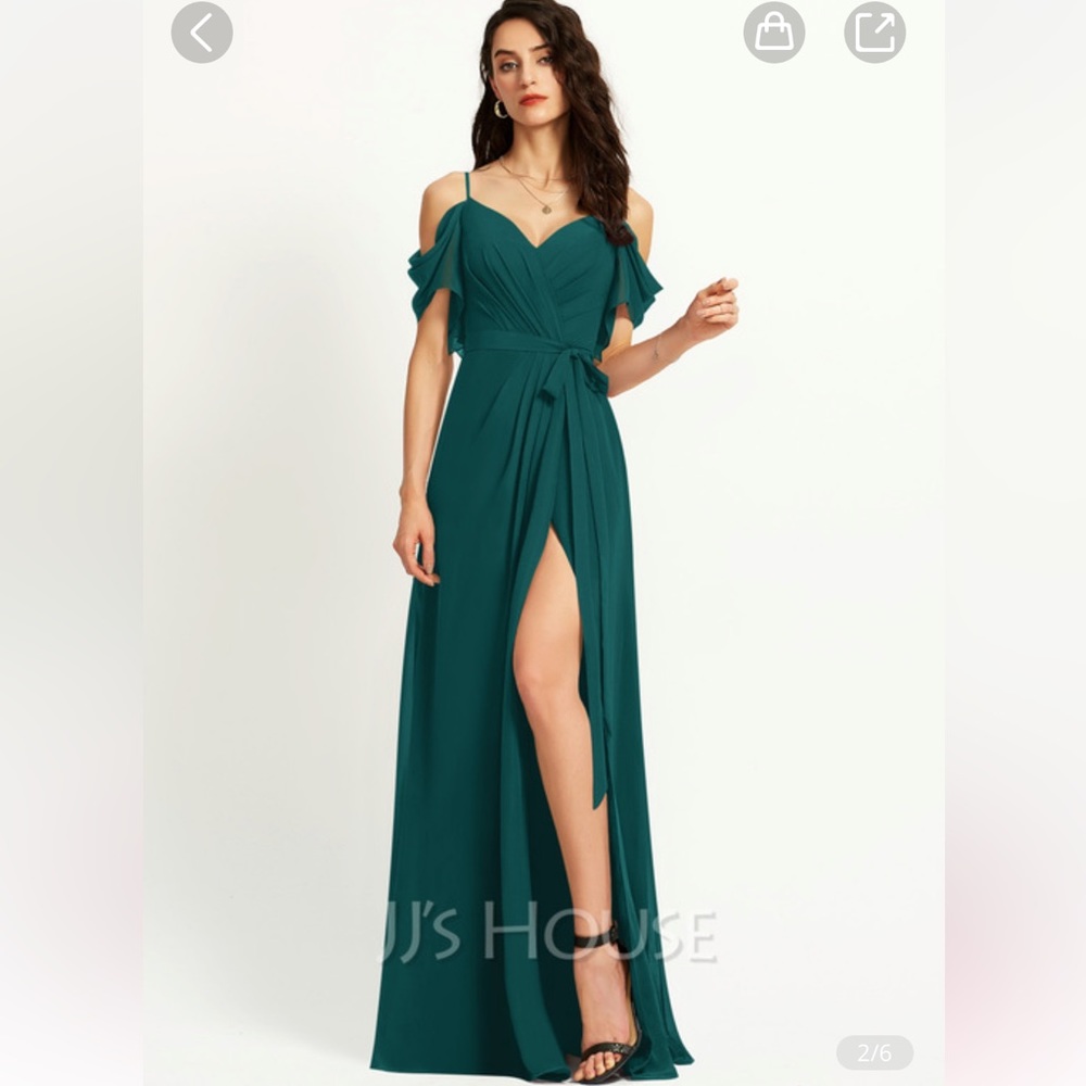 JJs House Teal Off-Shoulder Dress